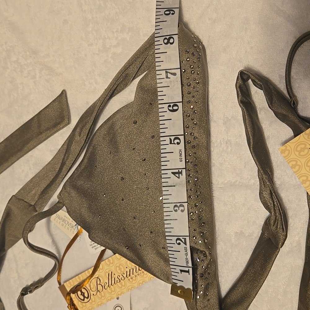 NWT Bellisima Swimwear Platinum Khaki Set bikini/Top Size M - Picture 4 of 8
